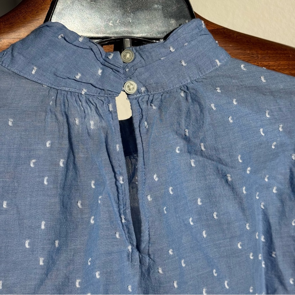 LOFT Blue Swiss Dot 100% Cotton Blouse – Size M - Picture 10 of 15